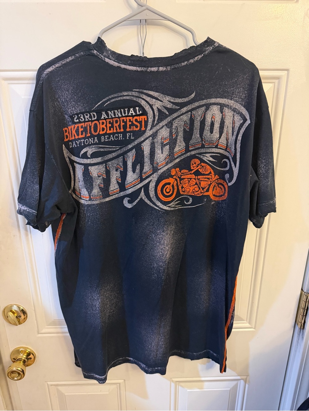 Affliction Navy Blue & Orange Biketoberfest Graphic Tee
